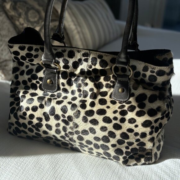 Boden Calf Hair Dalmation Print Leather Satchel - Picture 3 of 16